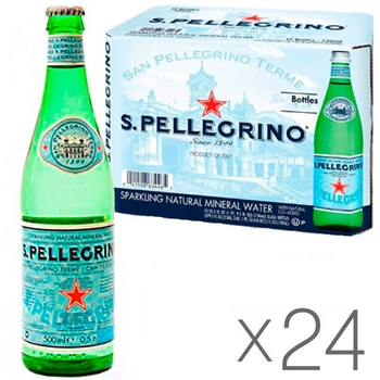 Упаковка минеральной газированной воды San Pellegrino стекло 24 шт. х 0,5 л