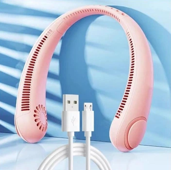Вентилятор на шею портативный Neck Fan Х5 аккумуляторный + USB Розовый