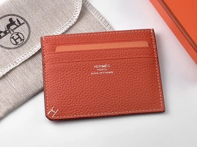 Картхолдер з натуральної шкіри Hermes 219 Orange помаранчевий