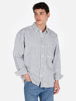 Рубашка джинсовая оверсайз мужская Colin's CL1075128DN03917 XL Stripe Wash (8684112759777)