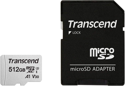 Карта пам'яті Transcend 300S microSDXC 512GB UHS-I U3 (TS512GUSD300S-A) + SD адаптер (6570658)