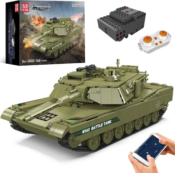 Конструктор танк MIA2 Main Battle Tank Mould King Technik 20033, для взрослых и детей, 1168 деталей хаки 20033