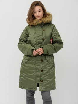 Парка зимова з хутром жіноча Alpha Industries Elyse WJE45500C1 XS Темно-зелена
