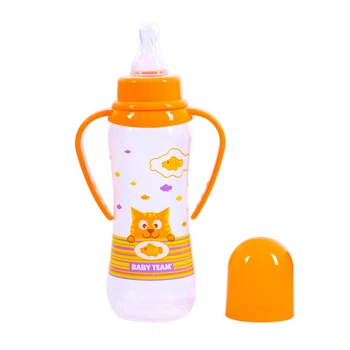 Пляшечка для годування BABY TEAM 1411_помаранчевий з силіконовою соскою 250 мл