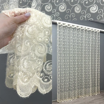 Тюль VR-Textil 1685т Фатин з вишивкою Молочний 300х270 см (42-0728)