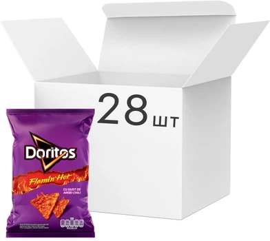 Упаковка чипсов кукурузных Doritos с безумно острым вкусом 75 г х 28 шт (2.1 кг) (5941000032996)