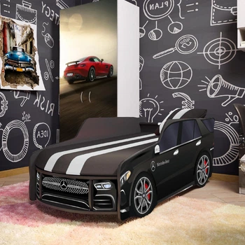 Ліжко-машинка з матрацом та підйомним механізмом 80х180 Premium P006 Mercedes BLACK