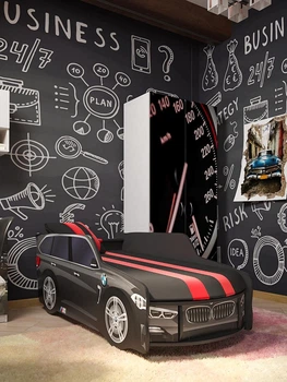 Ліжко-машинка з матрацом та підйомним механізмом 80х180 Premium P002 BMW GRAPHITE