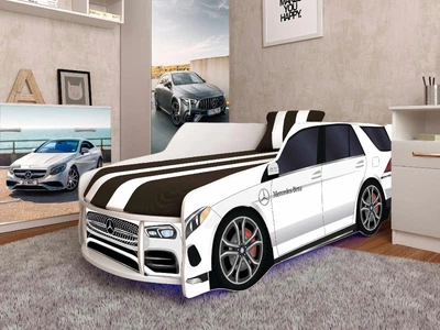 Ліжко-машинка з матрацом та підйомним механізмом 80х180 Premium P006 Mercedes WHITE