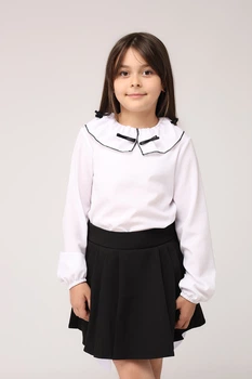 Блуза с длинным рукавом для девочки 128 цвет белый YUKI ЦБ-00276955