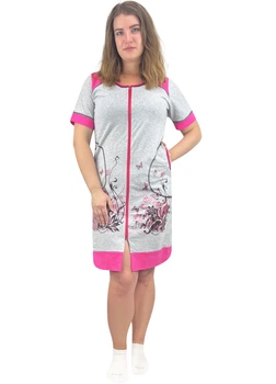 Халат амазонка с короткими рукавами 60-62 розовый Жемчужина Стилей Aрт(129)