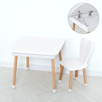 Комплект ARINWOOD Зайчик Table с ящиком Белый Однотонный (столик + стул) 4-025W-TABLE