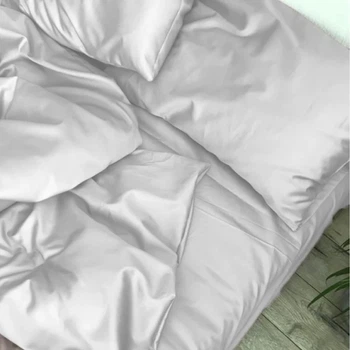 Простынь на резинке по периметру MirSon Satin Light Pro 10-001 Snow White 200x200+25 см (2200010169102)