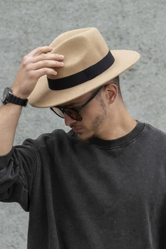 Чоловічий Капелюх Fedora З Стрічкою Beige (8049692)