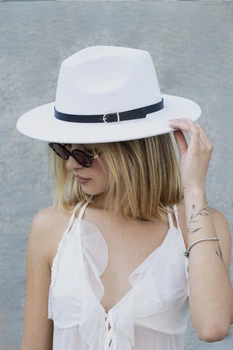 Жіночий Капелюх Fedora З Ремінцем White (8049697)