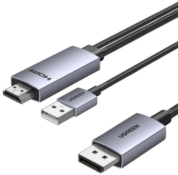 Кабель Ugreen HD169 HDMI  - DisplayPort 2 м Gray (6941876253296)