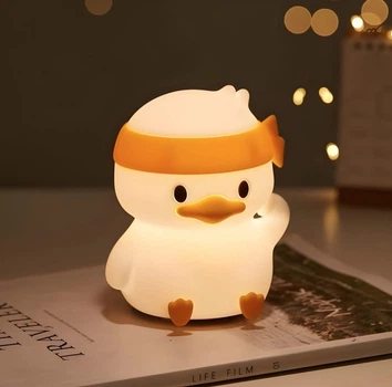 Ночник дитячий силіконовий Качечка (зарядка від USB) змінює кольори №24-463