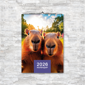 Календар настінний перекидний Капібари 2026 13 аркушів ENTERSTORE (art. 269008)
