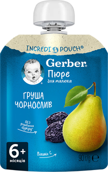 Фруктовое пюре Gerber Груша и чернослив с 6 месяцев 90 г (7613036346375)