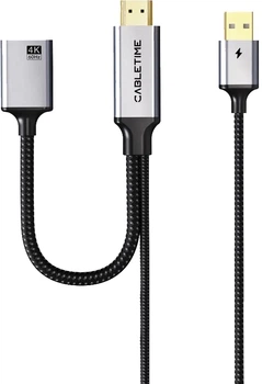 Перехідник CABLETIME HDMI - DisplayPort 0.2 m v2.0 4K 60Hz (CP51B)