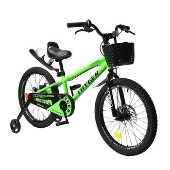 Детский двухколёсный велосипед CORSO TAYGER TG-21708 20" дюймов, алюминиевая рама, съемные страховочные колеса, дисковые тормоза, Зеленый