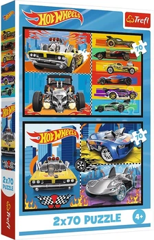 Пазли Trefl 2 х 70 ел. - Іграшкові машинки Хот Вілс / Mattel, Hot Wheels / 140 елементів (34442)