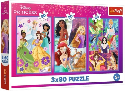 Пазли Trefl 3 х 80 ел. - Принцеси-подруги / Disney Princess / 240 елементів (34884)