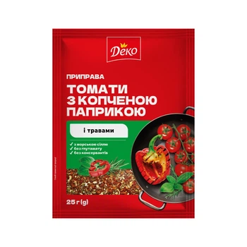 Приправа «Томаты с копченой паприкой и травами» 25г ТМ Деко