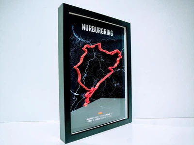 Объемная Рамка с 3D Трассой Nürburgring Nordschleife Deutschland Нюрбургринг в Масштабе 1:40 000 Red Matte / F1 Frame 32x23x3