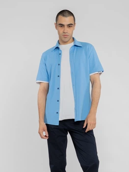 Сорочка чоловіча блакитна з бавовни Arber RALPH Jersey SS XXXL зріст 6 блакитний (M14.18.23.521)