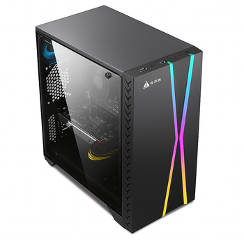 Корпус Mini-Tower з БЖ 500Вт GOLDEN FIELD M8B ( скло, без вентиляторів, LED-Light, 1xUSB3.0, висота кулера 150 мм, довжина відеокарти - 320 мм, mATX, 390х188х372 мм)