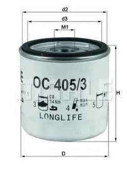 Фильтр масляный Knecht/MAHLE OC405/3