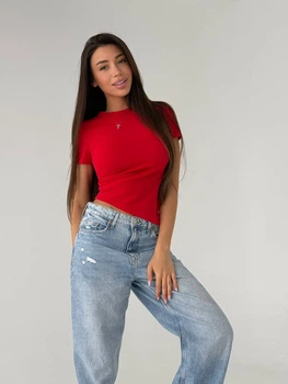 Жіноча літня футболка асиметричного крою Uaclothes 46-48 Червоний (like33630-140341350)