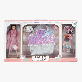 Кукла Emily, высота 30 см, детская сумочка, питомец, аксессуары. Pink (97020)