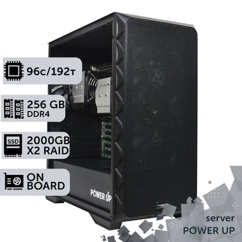 Сервер двухпроцессорный TOWER PowerUp #66 AMD EPYC 7642 x2 / 256 GB / SSD 2TB х2 Raid / Int Video