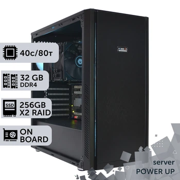 Сервер двухпроцессорный TOWER PowerUp #45 Xeon E5 2673 v4 x2 / 32 GB / SSD 256GB х2 Raid / Int Video