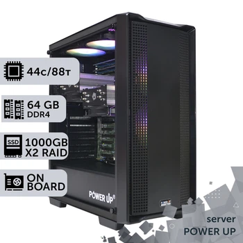Сервер двухпроцессорный TOWER PowerUp #82 Xeon E5 2699 v4 x2 / 64 GB / SSD 1TB х2 Raid / Int Video