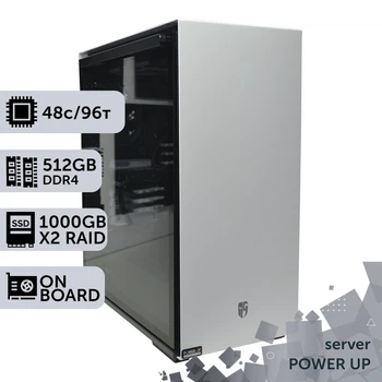 Сервер двухпроцессорный TOWER PowerUp #74 AMD EPYC 7413 x2 / 512 GB / SSD 1TB х2 Raid / Int Video