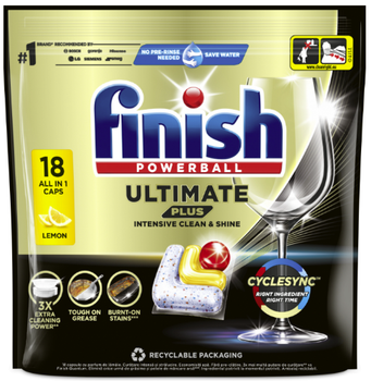 Засіб Finish Powerball Ultimate PLUS 18 капсул LEMON для посудомийних машин