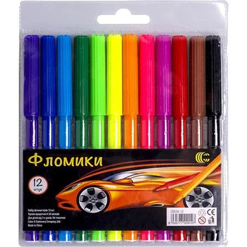 Фломастеры 12 цветов "Фломики" МАШИНА "C" CR550-12--F153