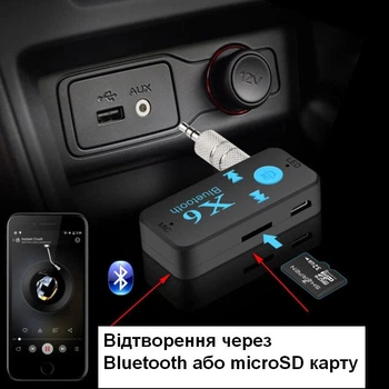 AUX Bluetooth приемник адаптер гарнитура громкая связь трансмиттер MP3 microSD Vaorlo X6
