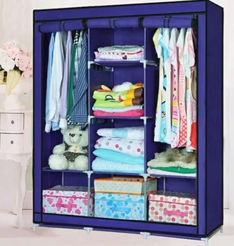 Складной шкаф большой STORAGE WARDROBE 175 х 130 х 45 см каркасный тканевый Синий