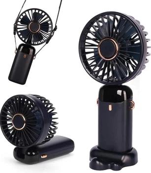 Вентилятор ручной с аккумулятором, дисплеем и ремешком Led Digital Display Fan N15 Black