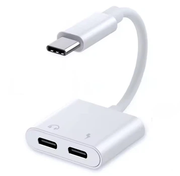 Перехідник для навушників 2 в 1 Type-C Аудіо+Type-C зарядка для lpad Pro, Ipad Air / Білий