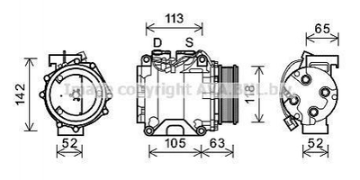 Компрессор кондиционера AVA COOLING HDAK238 Honda Accord 38810RBA006