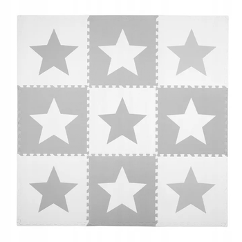 Mata piankowa dla dzieci RICOKIDS szachownica 180 x 180 cm 9 szt gwiazdki szare (5903890604127)