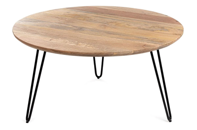 Stolik kawowy HOMLA SORA lite drewno mango + metal 90 x 90 x 45 cm (5904183837499)