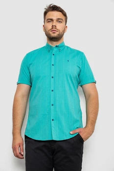 Сорочка чоловіча в клітинку, колір бірюзовий, 214R4564-3, XL