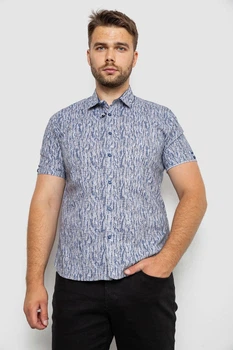 Сорочка чоловіча з принтом, колір синій, 214R6917-8, 4XL