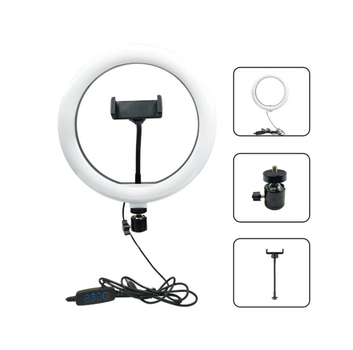 Кільцева LED-лампа NNM-26, діаметром 26см, 12 режимів світла 3300-6500K, Чорний (NNM26)